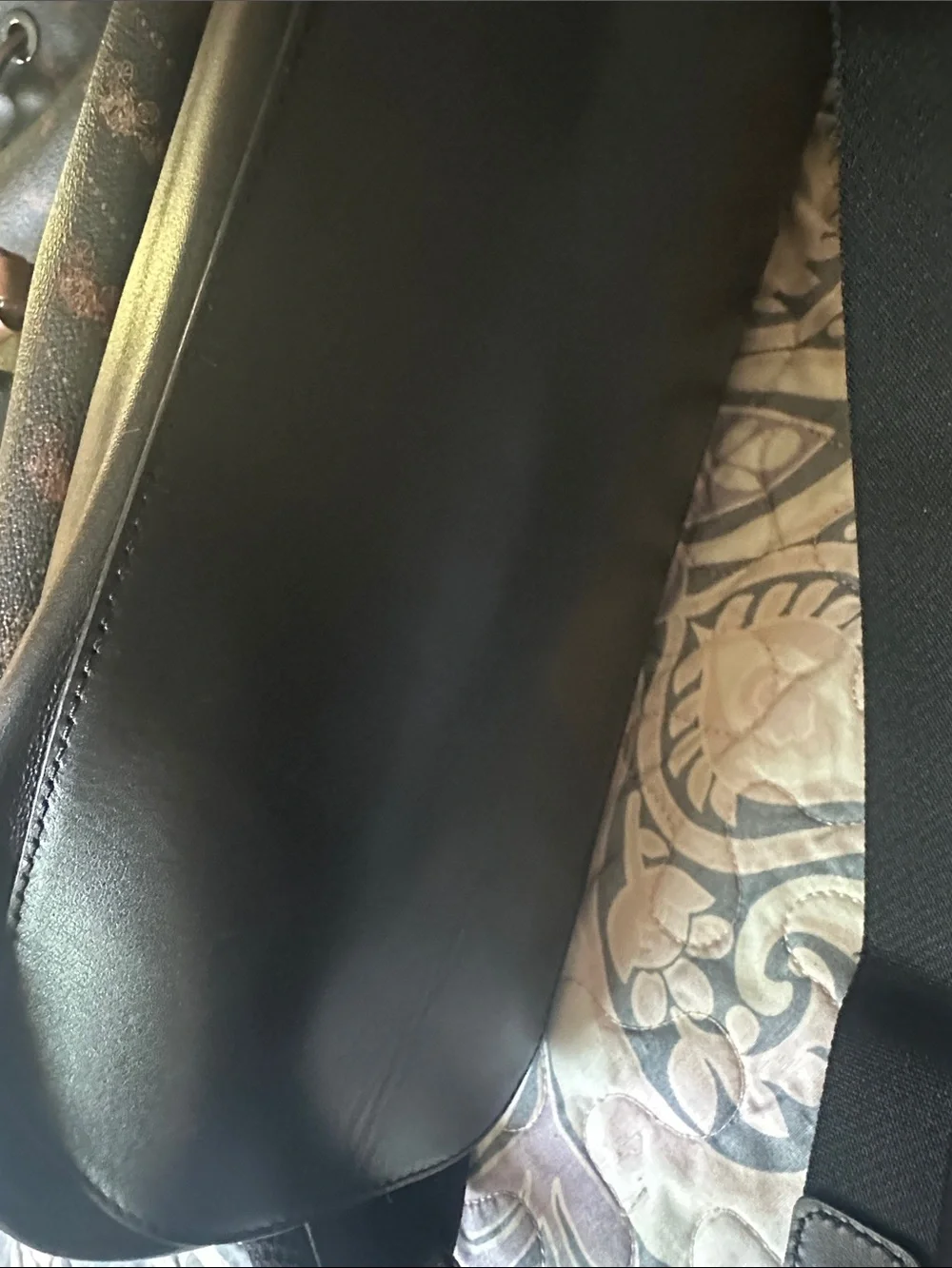 Coach Black Leather Drawstring Backpack with Brown Signature Accents - Picture 6 of 6